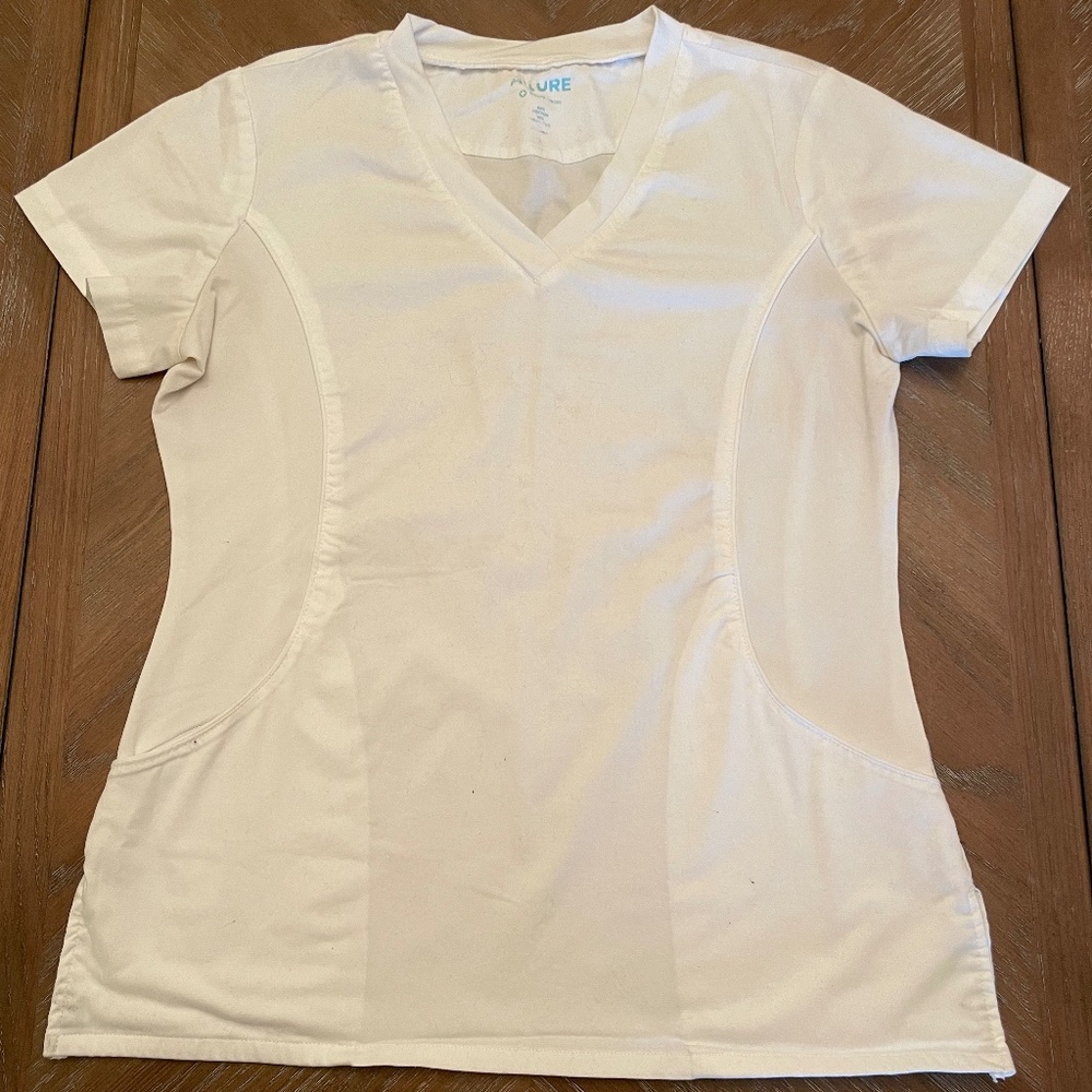 Allure White Cross Women V-Neck Stretch Side Small